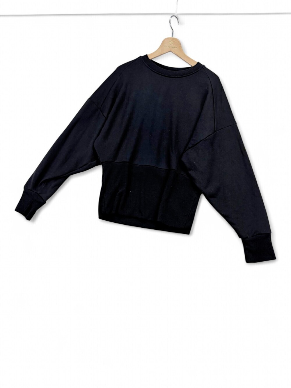 Athleta Black Crewneck Sweatshirt Long Sleeve Relaxed Boxy Pullover Womens M